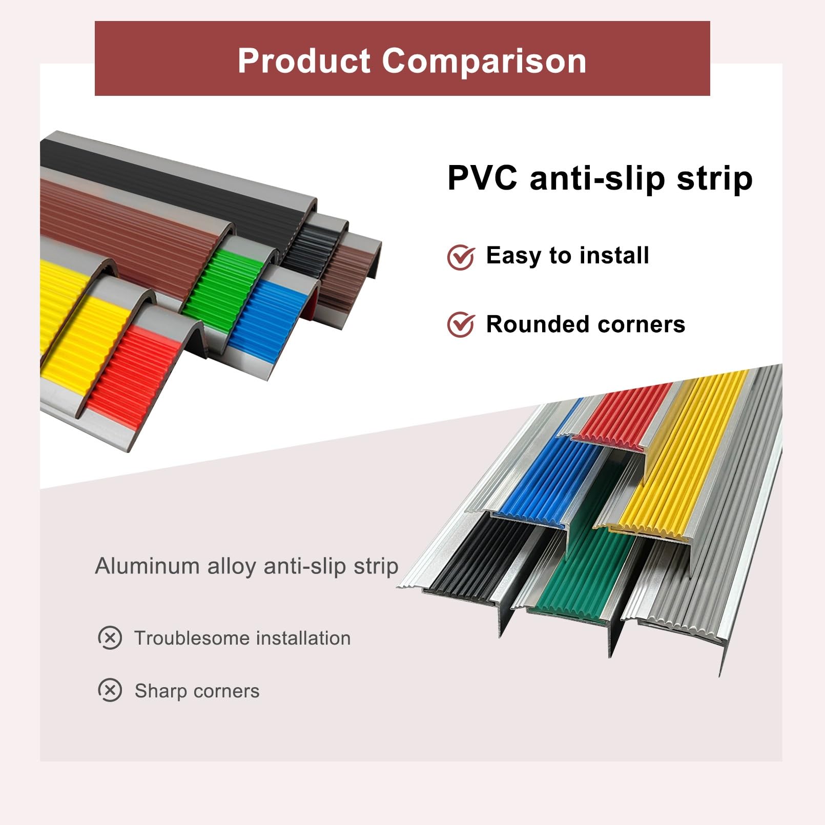 Perfil de Borde de Escalera Autoadhesivo, Tiras Antideslizantes Para Peldaños, Autoadhesivo, Buena Flexibilidad, Utilizado Para Escaleras Interiores Y Exteriores, Protector de Bordes de Escaleras(Gray
