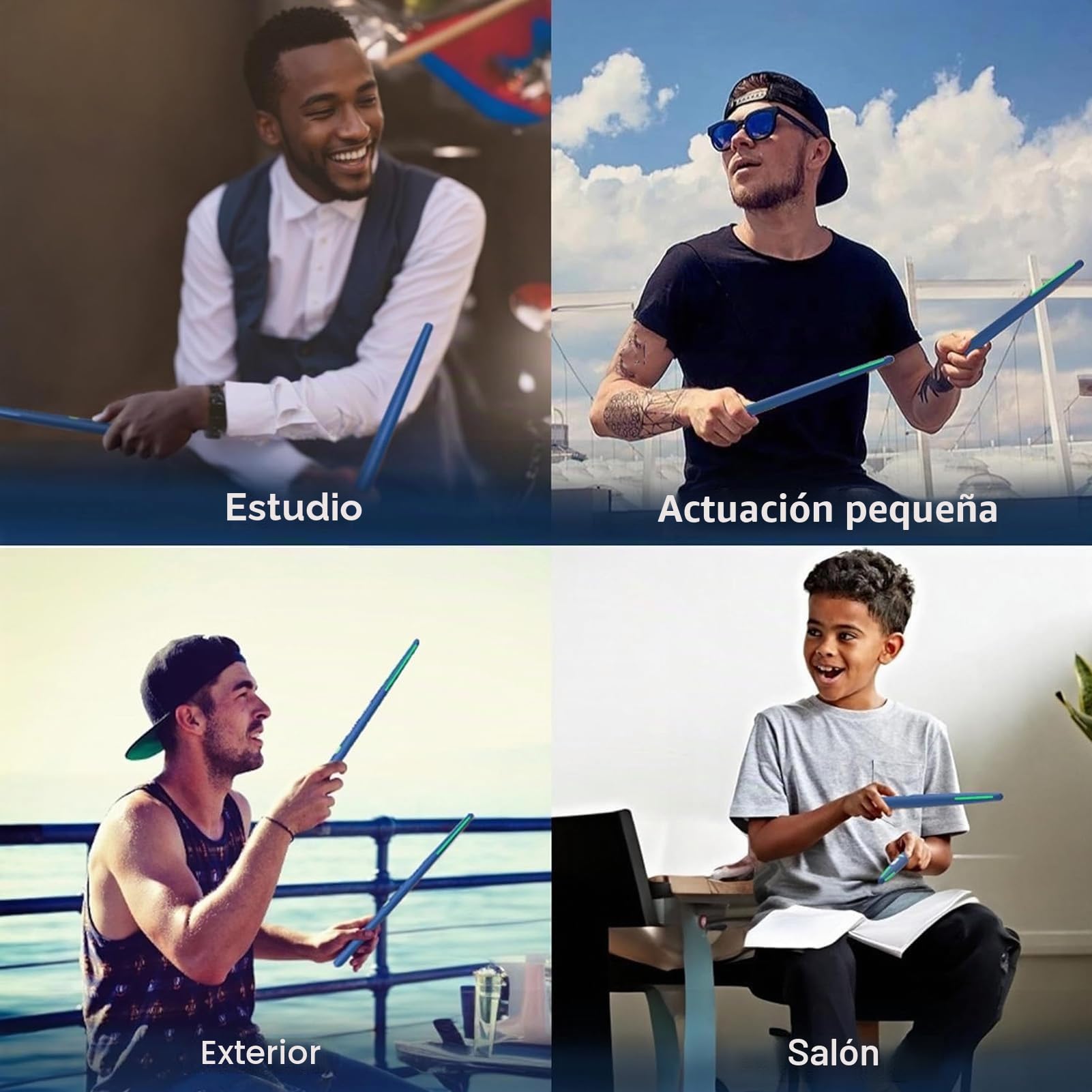Batería Eléctrica de Aire, Batería Virtual, Detección de Movimiento 3D, 8 Sonidos Bluetooth Batería Portátil Invisible RGB con Baquetas, para Adultos, Accesorios de Percusión