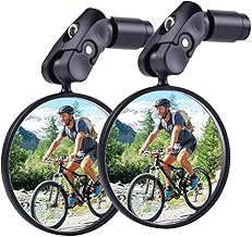 Bicycle Mirror 360 Degree Rotatable, HD Real Glass, Environmentally Friendly & Durable ABS Material, Universal Handlebar Holder (17.4-22 mm) for City Bikes, Mountain Bikes, E-Bikes (Pack of 2)