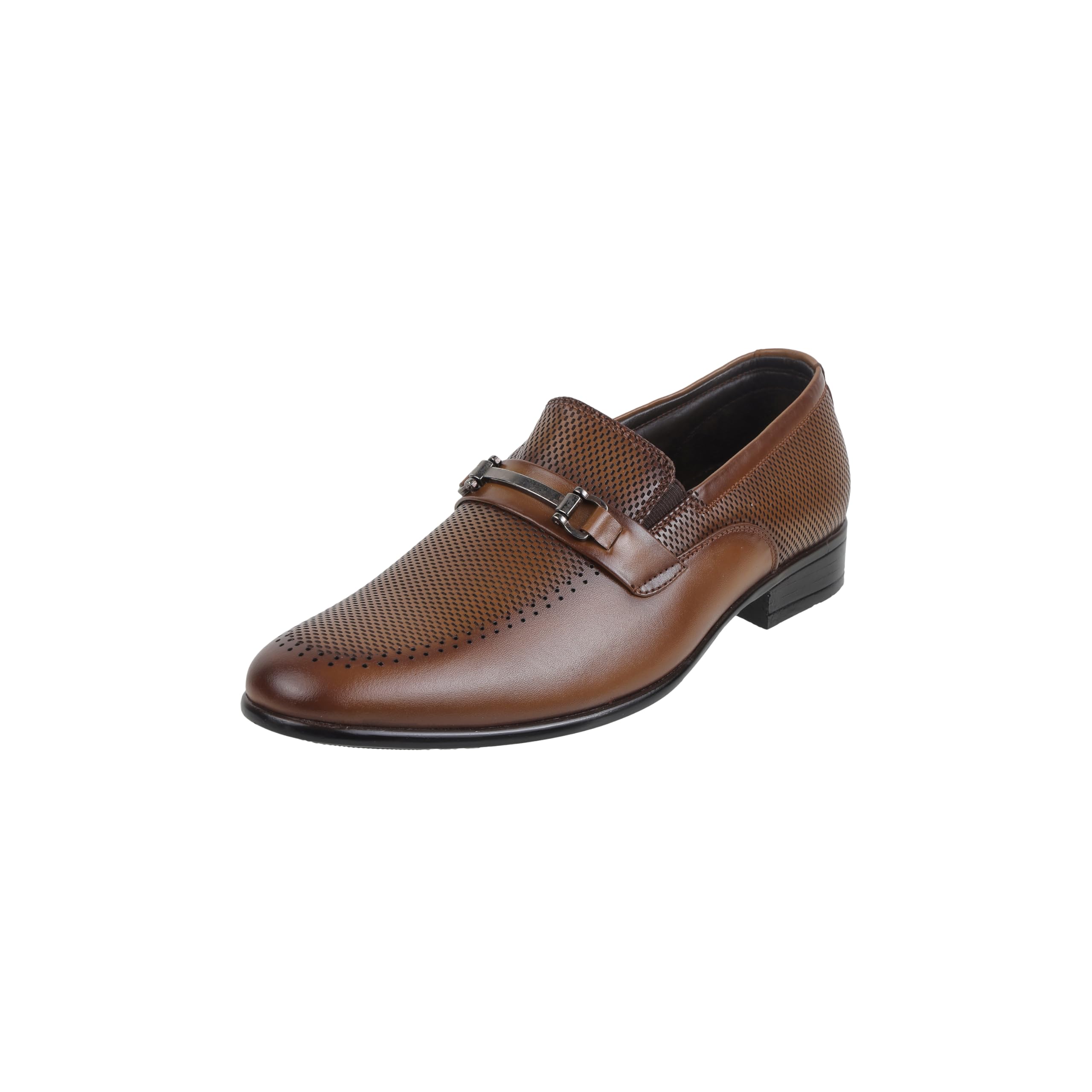 mochi Men's Formal Loafers with Perforated Design-picture-41