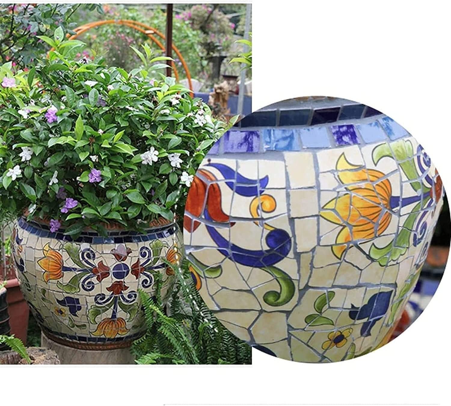 Dziedziniec Ręcznie malowana doniczka ceramiczna Willa Wystrój ogrodu Donica Duża donica zewnętrzna Doniczka Korytarz Nawa krajobrazowa Pojemnik Wazon Balkon Taras Wewnątrz Na zewnątrz (A 32 * 35cm)