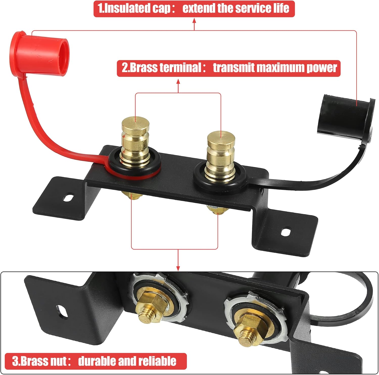 X AUTOHAUX 1 Set for Can-Am Maverick X3 Battery Jump Post Starter Remote Battery Terminal Relocation Kit Mounting Bracket for UTV ATV Trucks