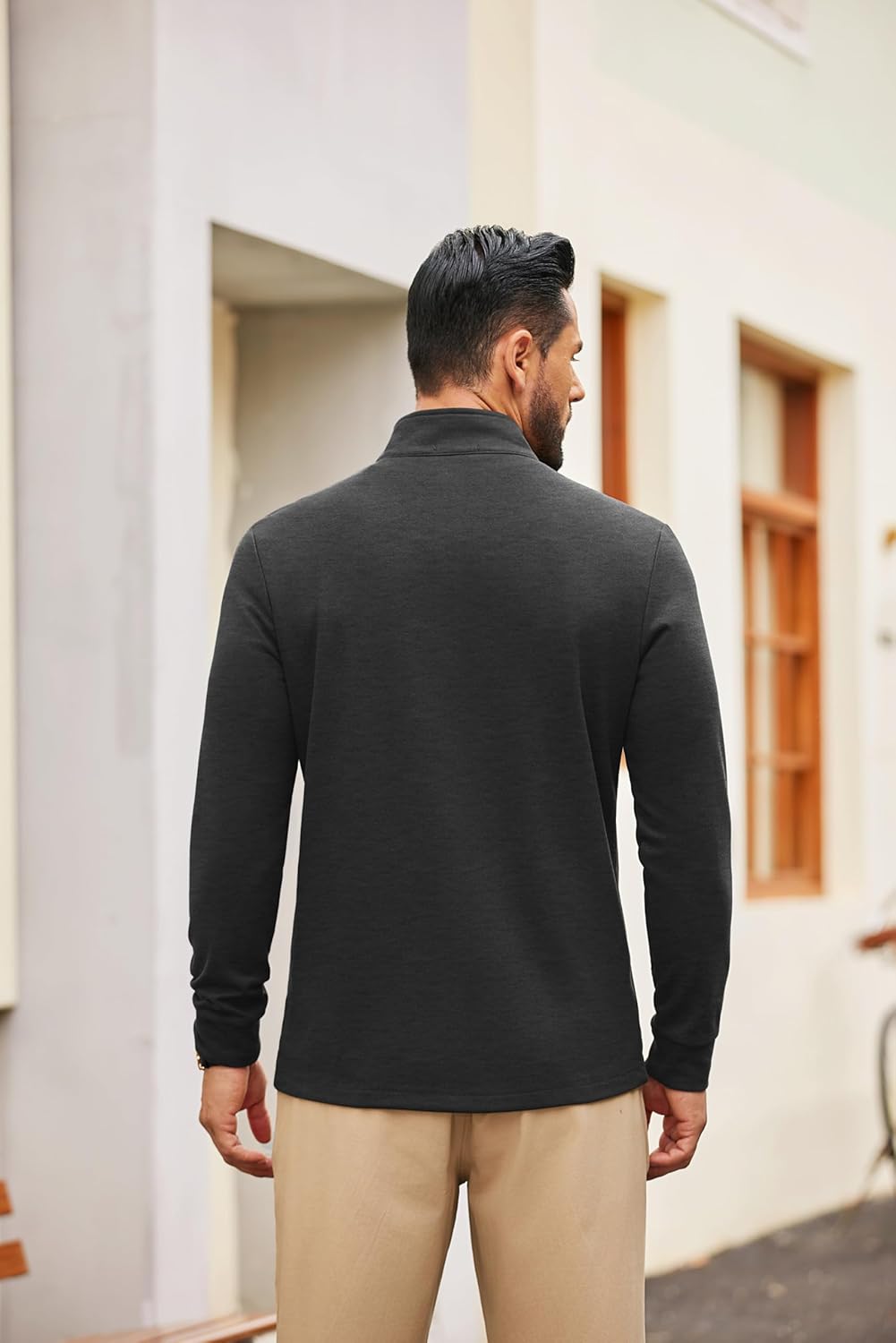 COOFANDY Men's Quarter Zip Pullover Mock Neck Quilted Sweatshirt Fleece Lightweight Casual Zipper Golf Shirts - Image 2