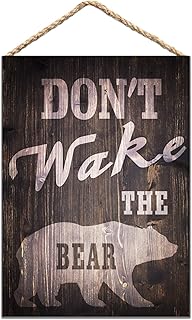 KDLY Don't Wake The Bear Wooden Sign Wall Art Bedroom Door Sign Birthday 20x30cm / 8x12 inch