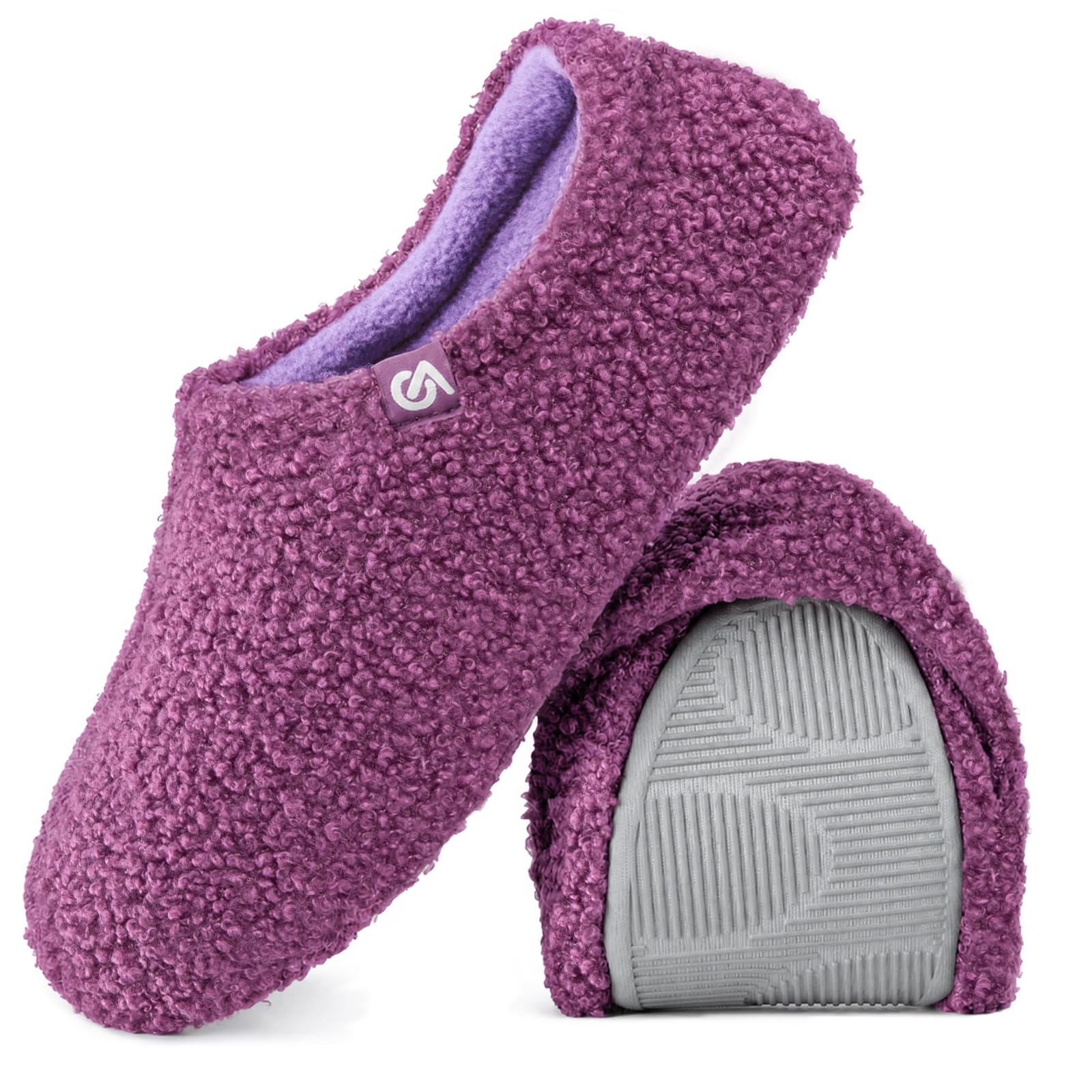 VeraCosy Damen Memory Foam Filz Hausschuhe Geschlossener Ferse Pantoffeln Mit Polarvlies-Futter