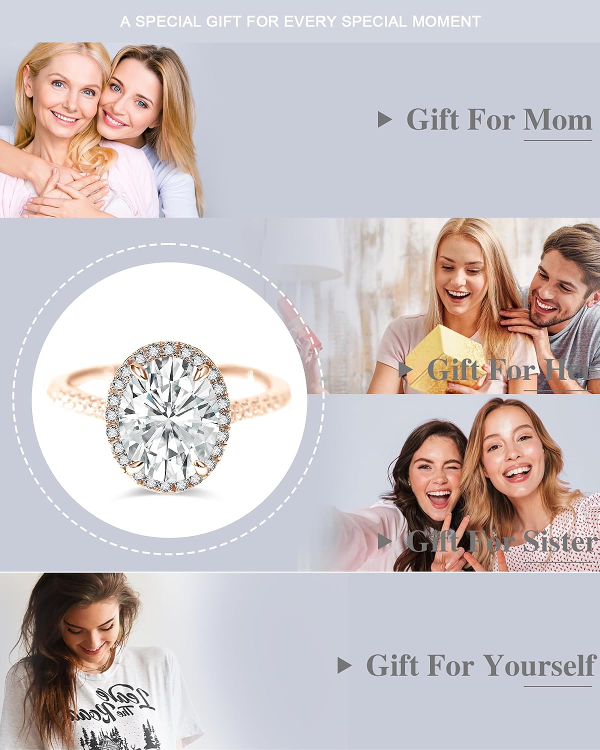 1-3ct Center Oval Cut Moissanite Wedding Engagement Rings 925 Sterling Silver 10K 14K 18K Real Gold Ring with Engraving