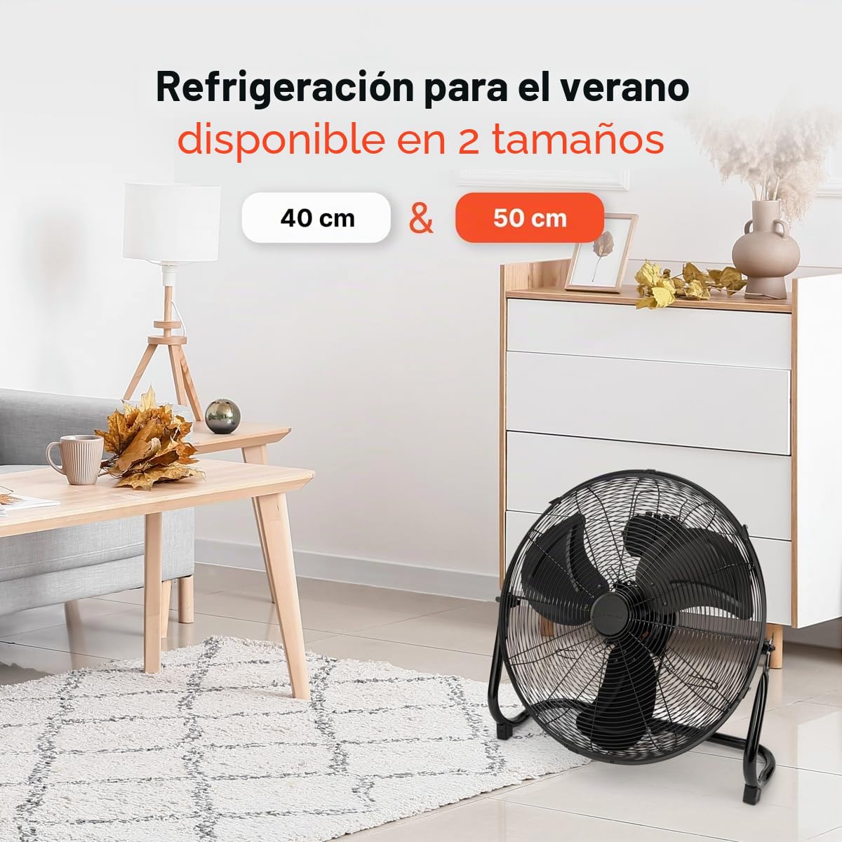 Proficare, Ventilador de Aire Diseño Retro Acero Inoxidable Negro 50 cm PC-VL3067WM, Ventilador Silencioso 120W, 3 Niveles de Velocidad, Ángulo de Inclinación Ajustable, Rejilla Metálica