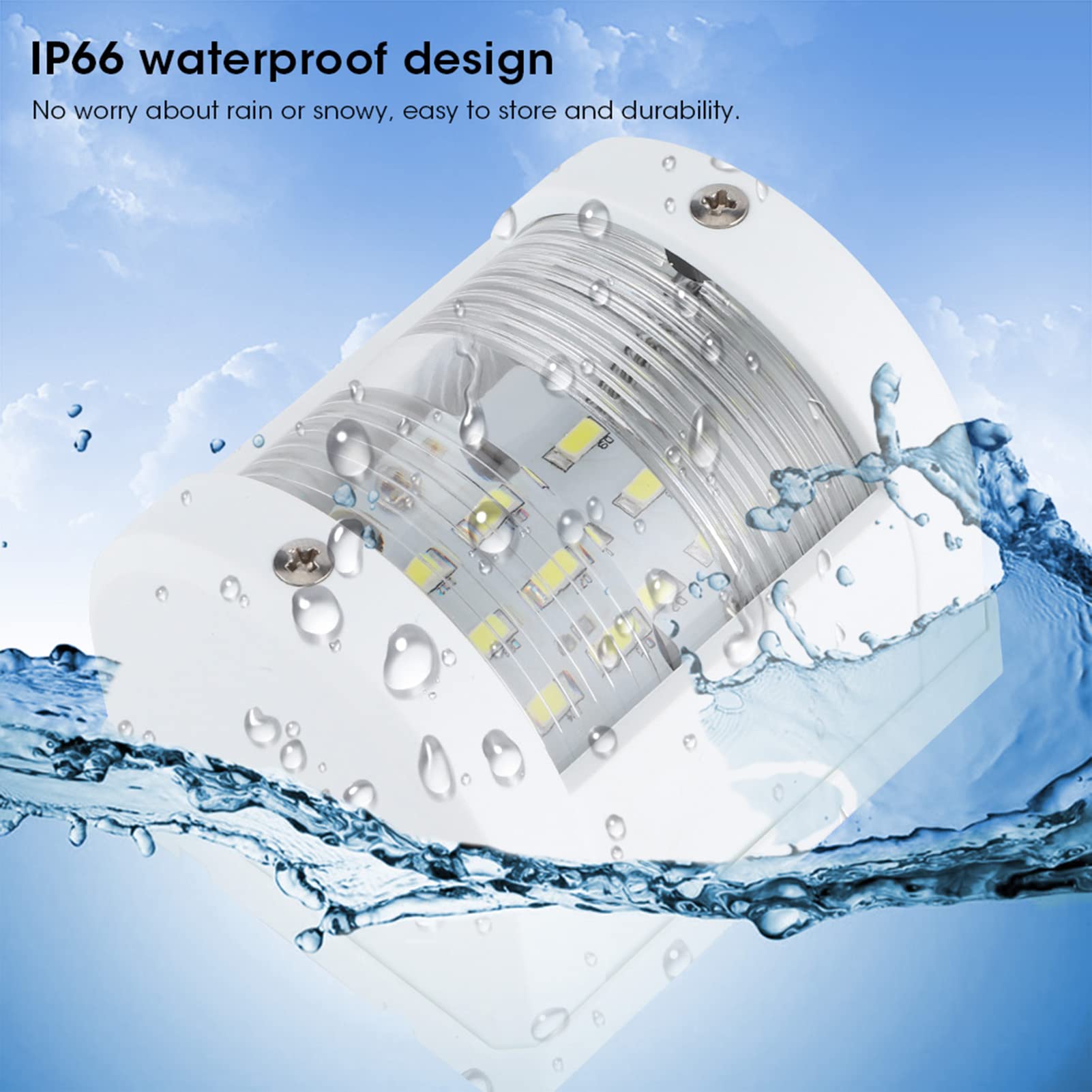 KIMISS Luce di Segnalazione per Barca, 12V/24V 135 Gradi 3W IP66 Lampada LED per Albero di Navigazione, Crociere e Pesca