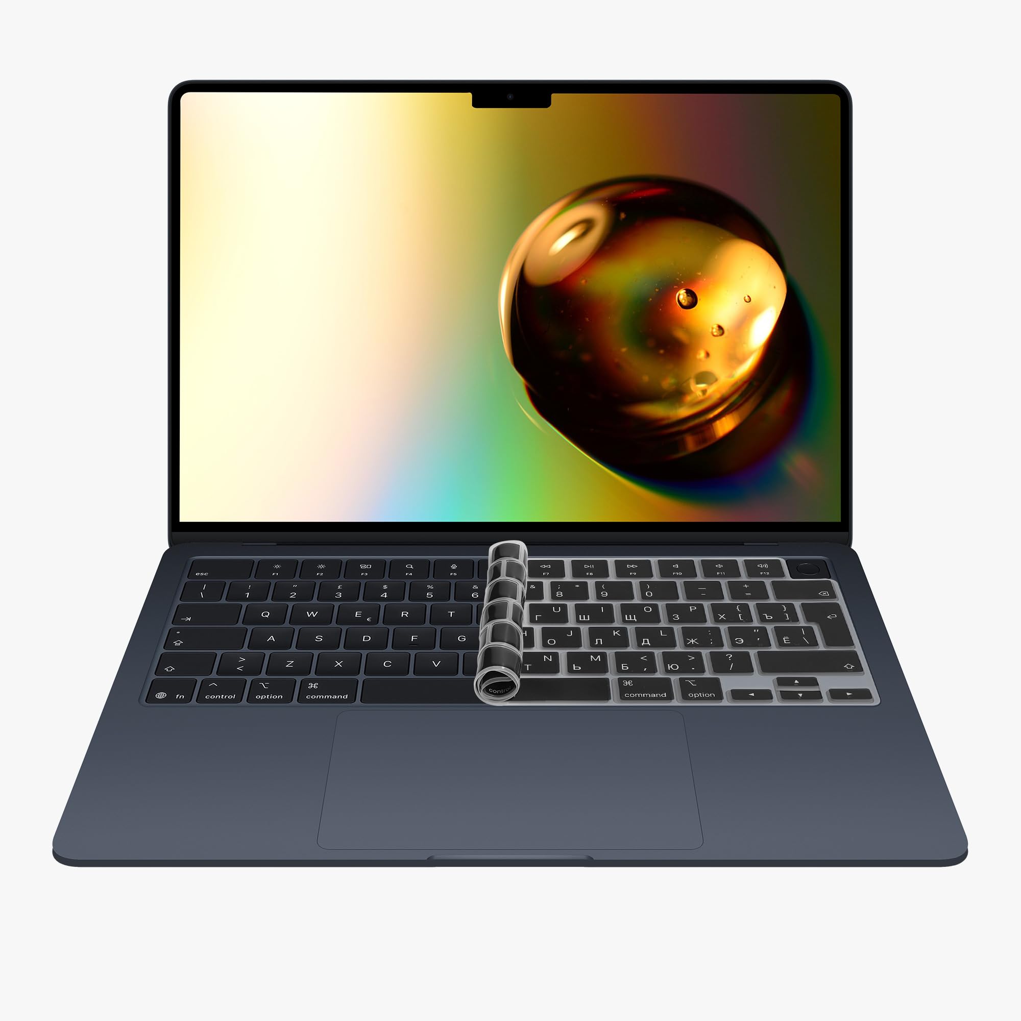 kwmobile Protector Compatible con Apple Macbook Air 13 M4 2025 A3240 - Cubierta para Teclado Ruso QWERTY - Negro