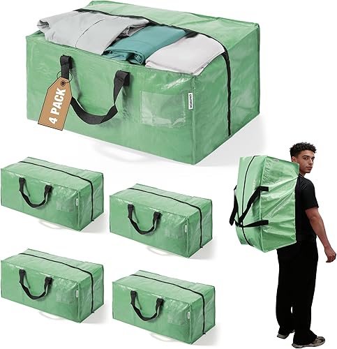 Miniatura 14 de WORKPRO Paquete de 6 bolsas de mudanza extra grandes con cremalleras y asas de transporte, correas de mochila, bolsa de almacenamiento resistente