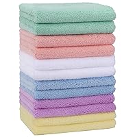 Vista 1 de HOMEXCEL Paquete de 12 paños para bebé, toalla de baño de microfibra de forro polar coral para bebé, 7 x 9 pulgadas, extra absorbente y suave, paño