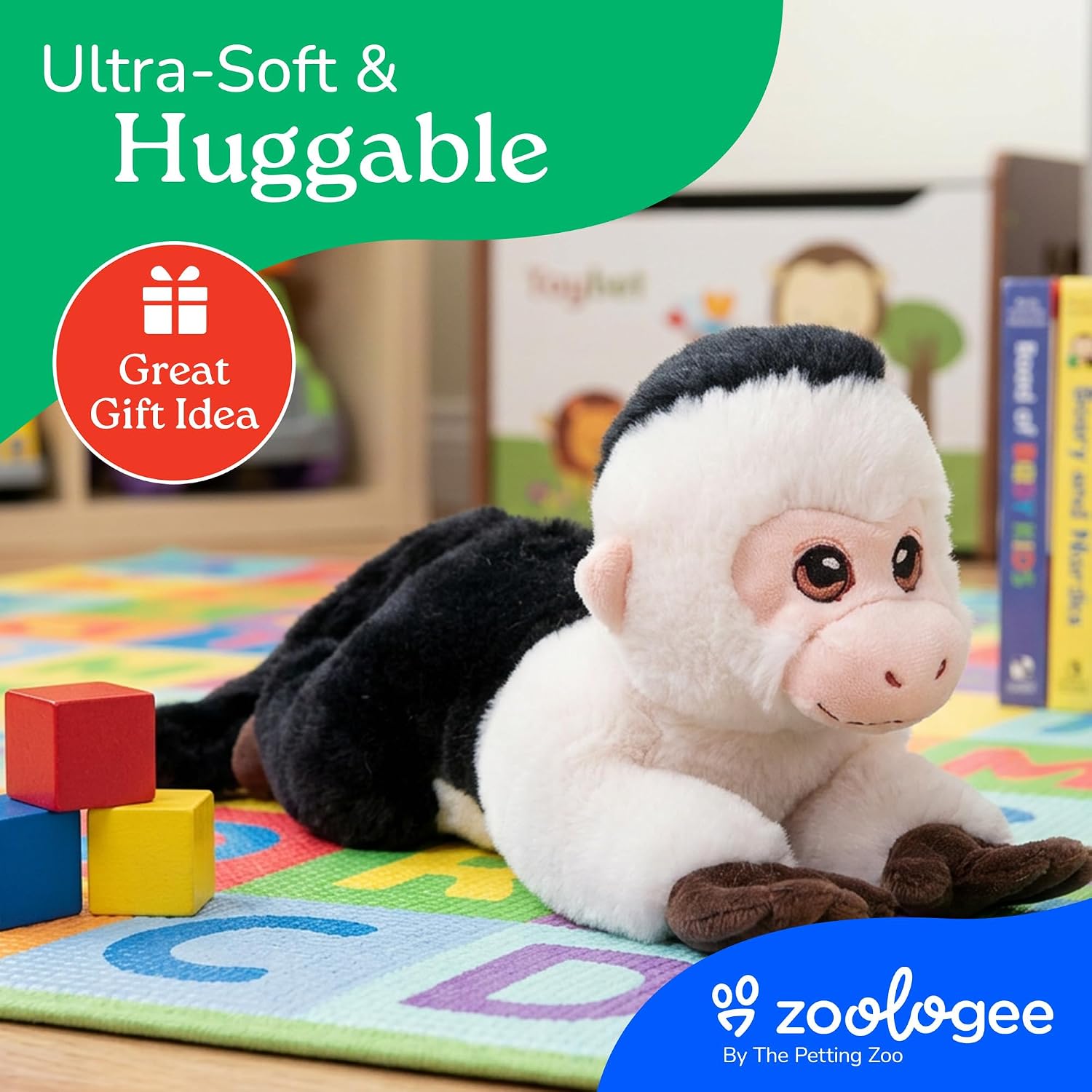 The Petting Zoo Capuchin Monkey Stuffed Animal Plushie, Gifts for Kids, Earth Keeperz Wildlife Animals, Zoologee Capuchin Monkey Plush Toy, 10 inches