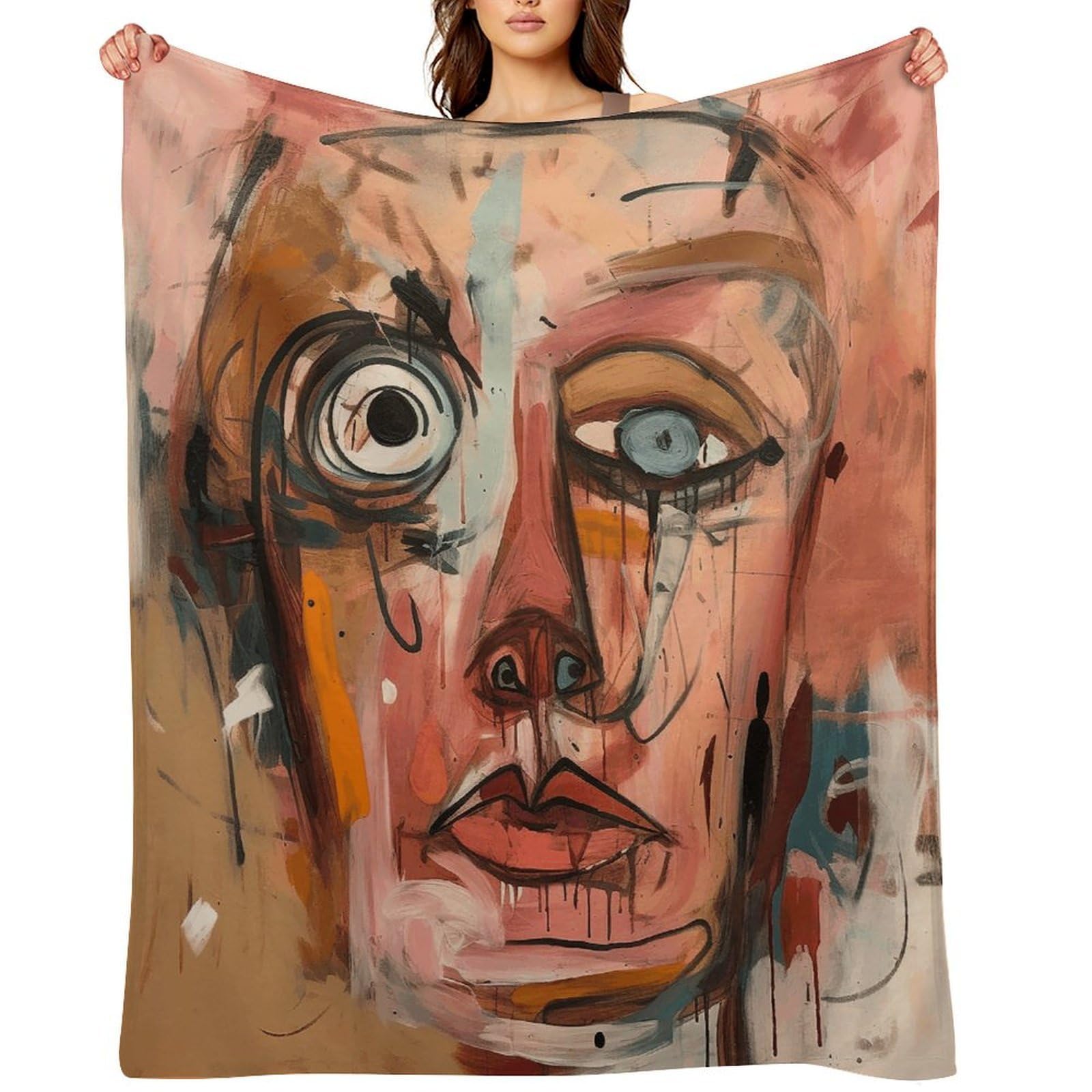 Flannel Fleece Throw Blanket - 30"x40" Super Soft Plush,Lightweight Wrinkle Resistant Cozy Face with Eyes Blanket for Couch Sofa Bed Travel Camping and Gift