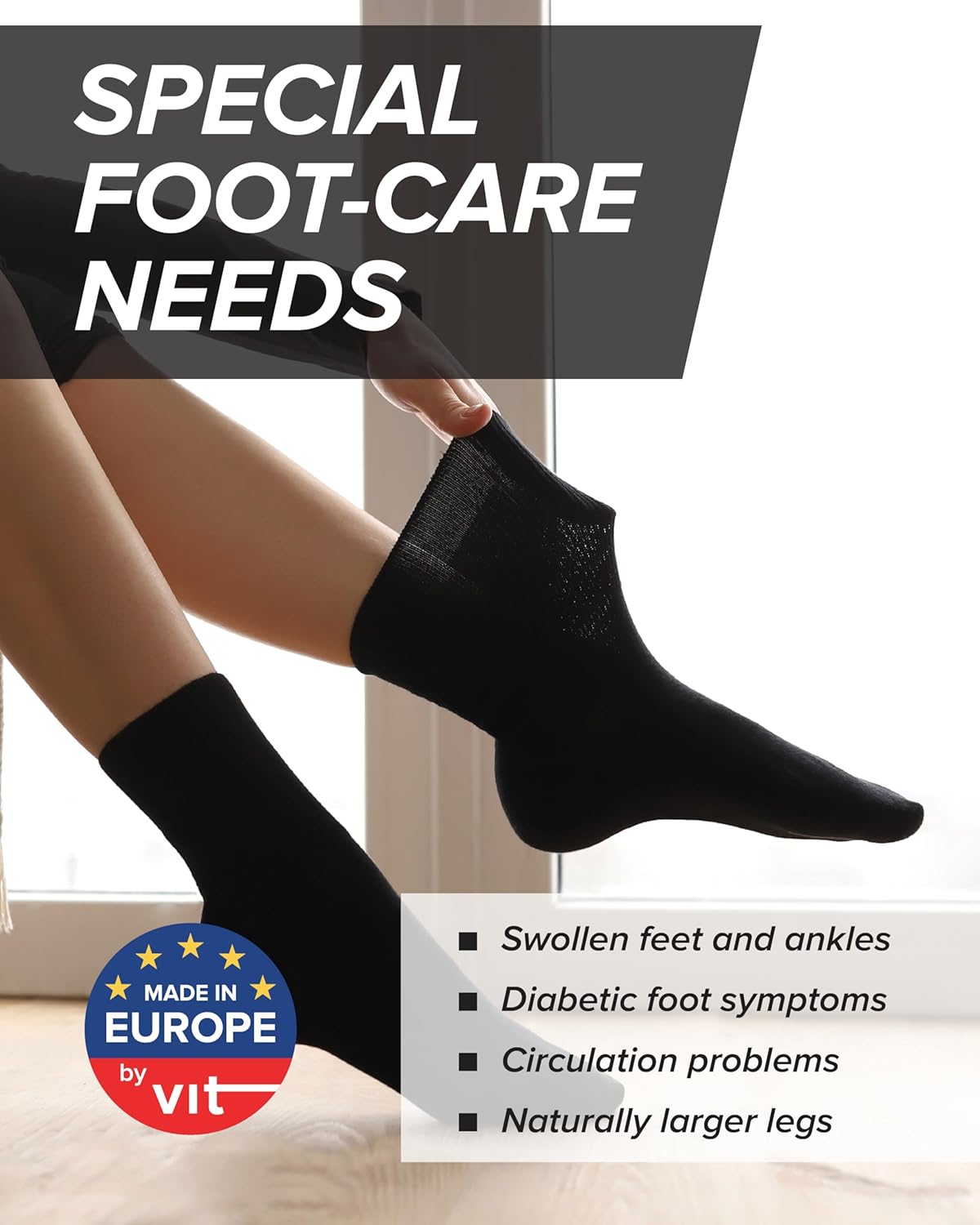 Women's Extra Wide Top Loose Fitting Diabetic Socks (3 PAIRS) Non Binding for Swollen Feet Ankles Legs - Image 3