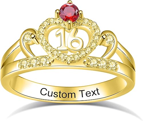 Miniatura 2 de Dulces 16 regalos para niñas, decoraciones de cumpleaños de dieciséis y 16, anillo de joyería de regalo para hija, anillos de piedra natal