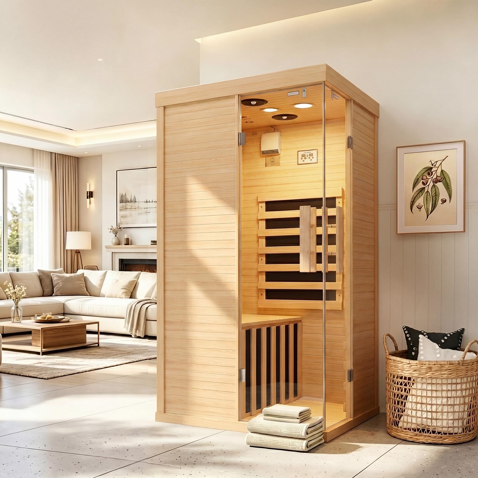 Wood Infrared Sauna with Red Light