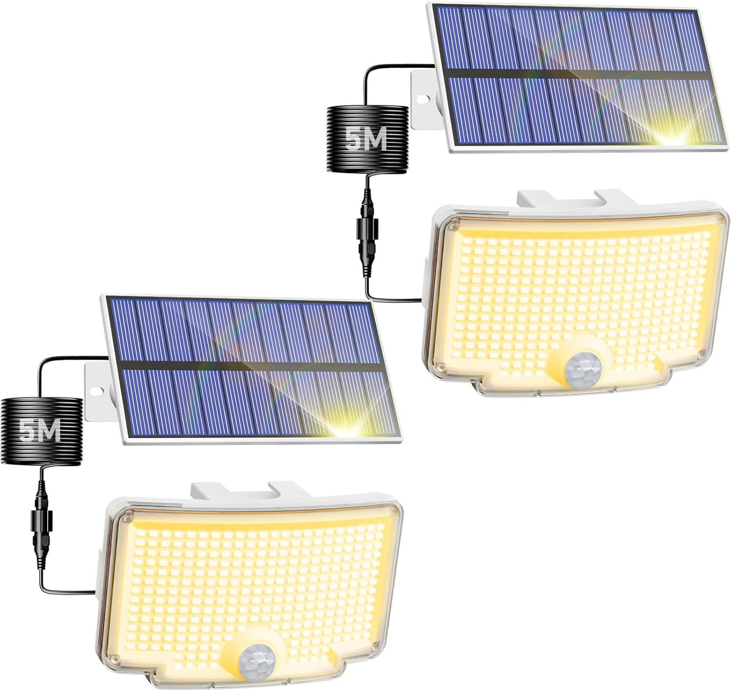 Peasur 4 Pack Solar Motion Lights Outdoor, 318 LED Solar Security Light with 3 Modes, IP65 Waterproof Powered Flood Lights for Outside Garden Patio Garage Yard Backyard