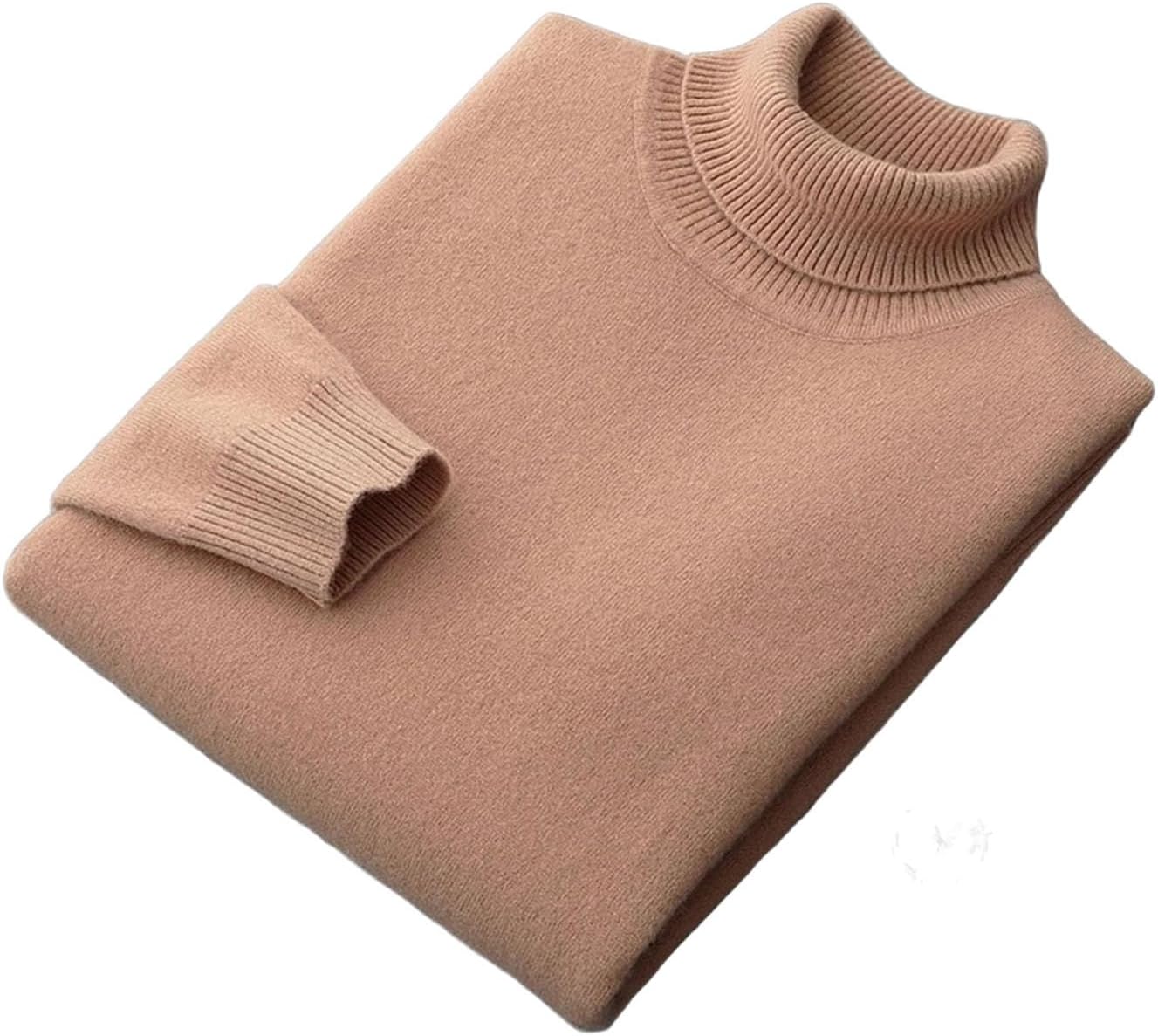 Men’s Cashmere Turtleneck Pullover Knit Sweater Soft Warm Basic Solid Long Sleeve Top