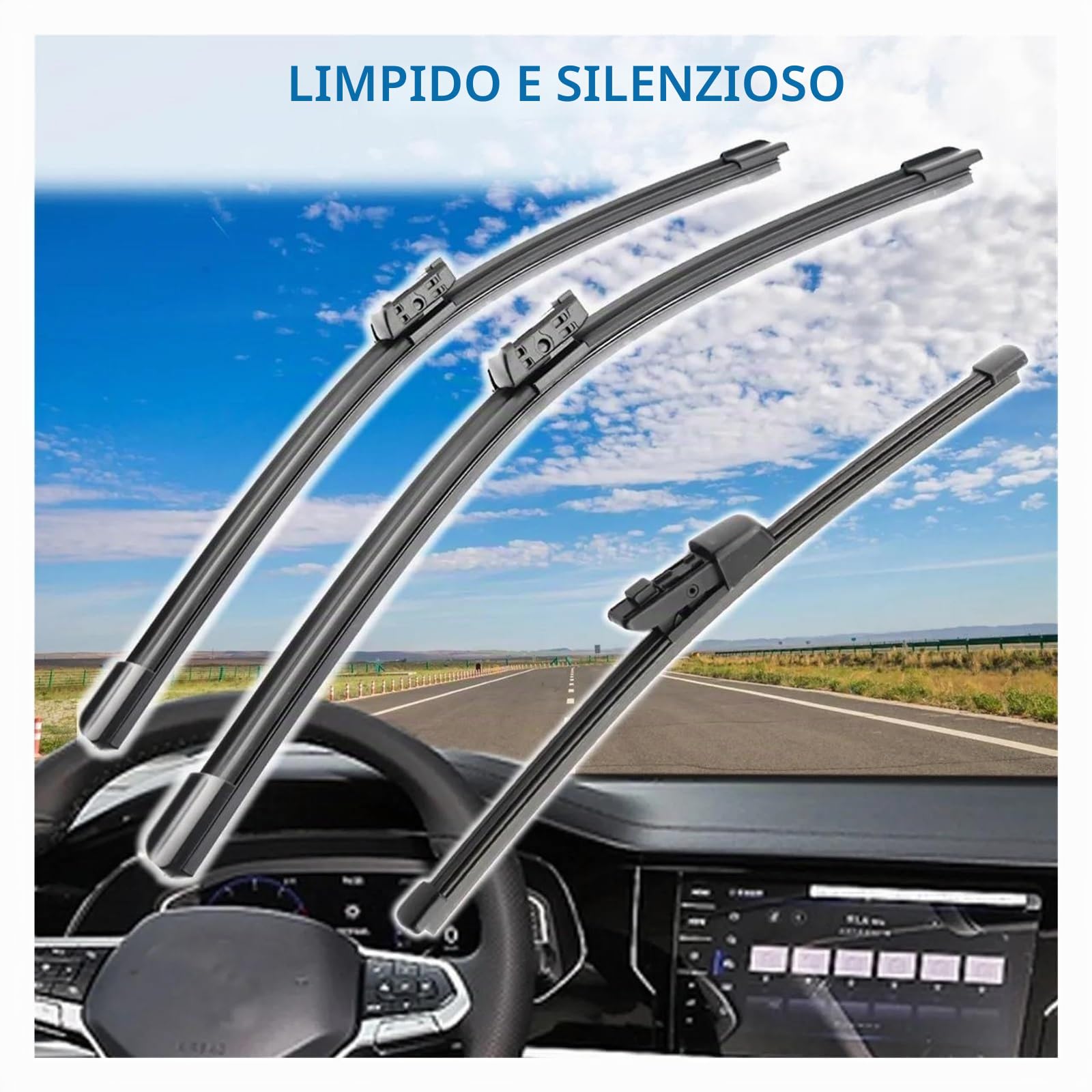 Kit Tergicristalli 3-in-1 Compatibile con Volkswagen Golf 7 MK7 (2012-2018) | Anteriore 26"+18" + Posteriore 11" | Silenzioso (MOZbatte)
