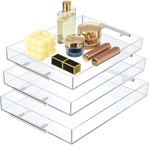 meekoo Bandeja de 3 piezas con asas, bandeja de acrílico para servir a prueba de derrames, bandeja decorativa para mesa de café, encimera, disponible en Yaxa Costa Rica