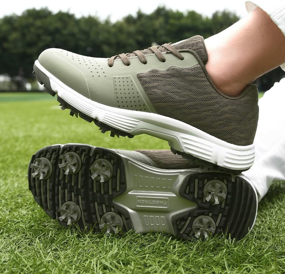 THESTRON Professional Golf Shoes for Men 7 Spikes Non-Slip Outdoor Golf Sport Training Sneakers Mens Comfortable Sport Shoes for Golfing Size 7-15