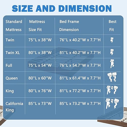 Miniatura 6 de GarveeHome - Marco de cama de plataforma de madera tamaño Queen, marco de cama de madera sin cabecero, soporte de listones de madera, no necesita
