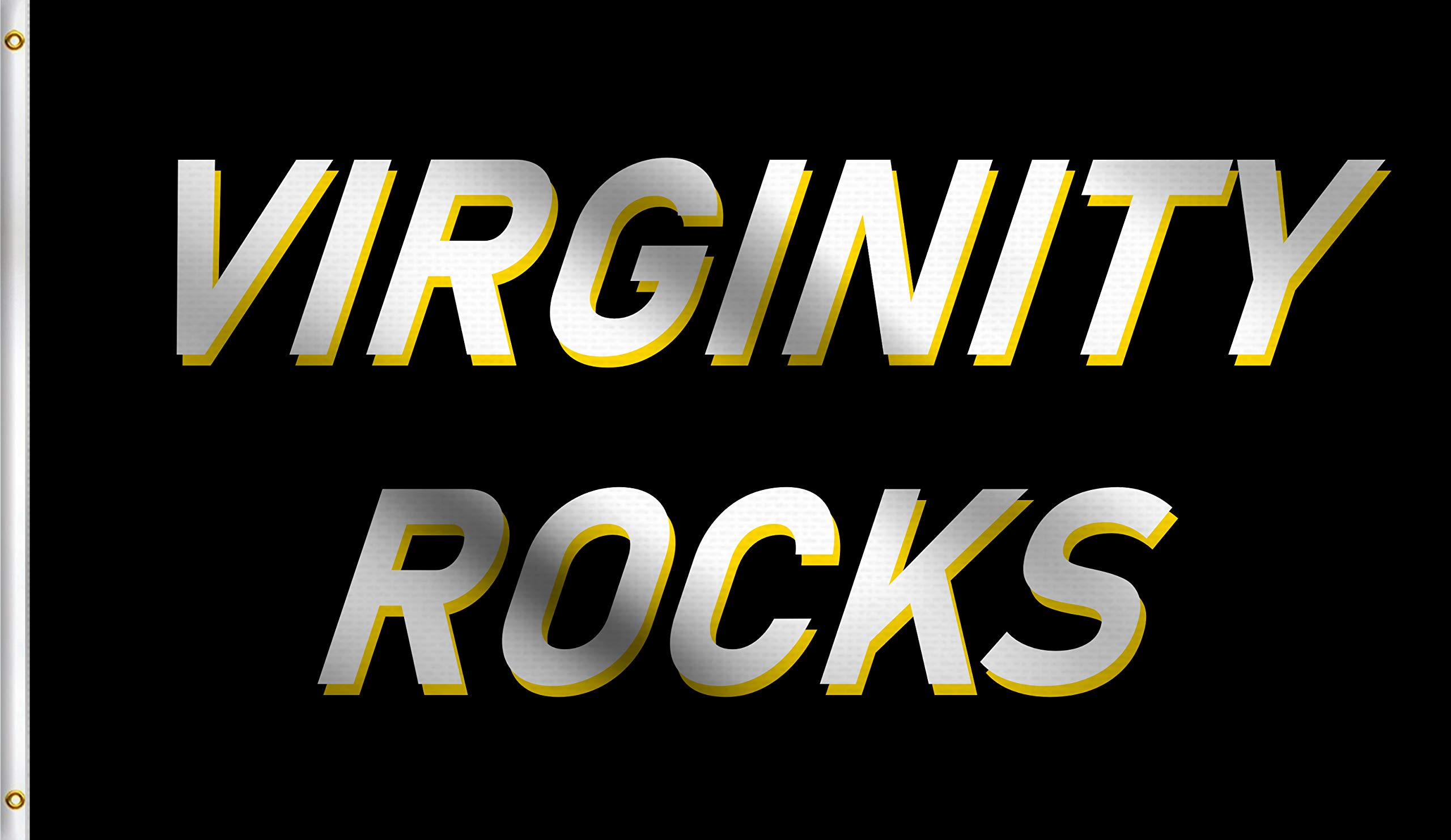 DMSE Original Virginity Rocks Durable Polyester Indoor Outdoor College Dorm Room Wall Tapestry Flag (Black)