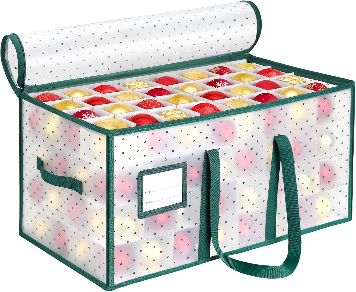 Hommtina Christmas Ornament Storage Organizer Boxes Compartments for Fragile Ornaments and Holiday Decoration (Green edge) White edge