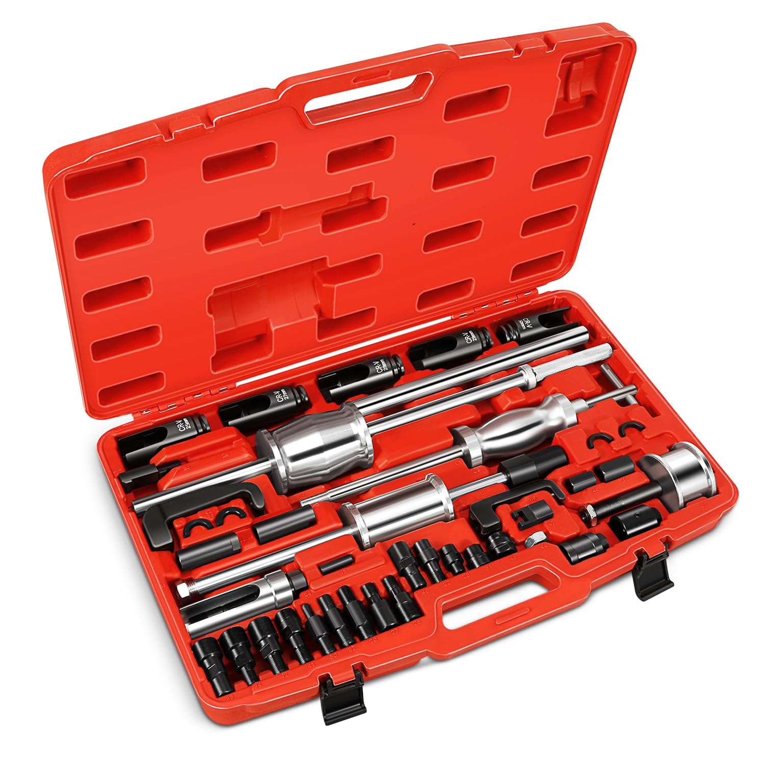 DNA MOTORING 40pcs Diesel Fuel Injector Puller Removal Tool, Diesel Injector Extractor Master Kit, Slide Hammer Fuel Injector Removal Tool Kit for Diesel Engines, TOOLS-00785