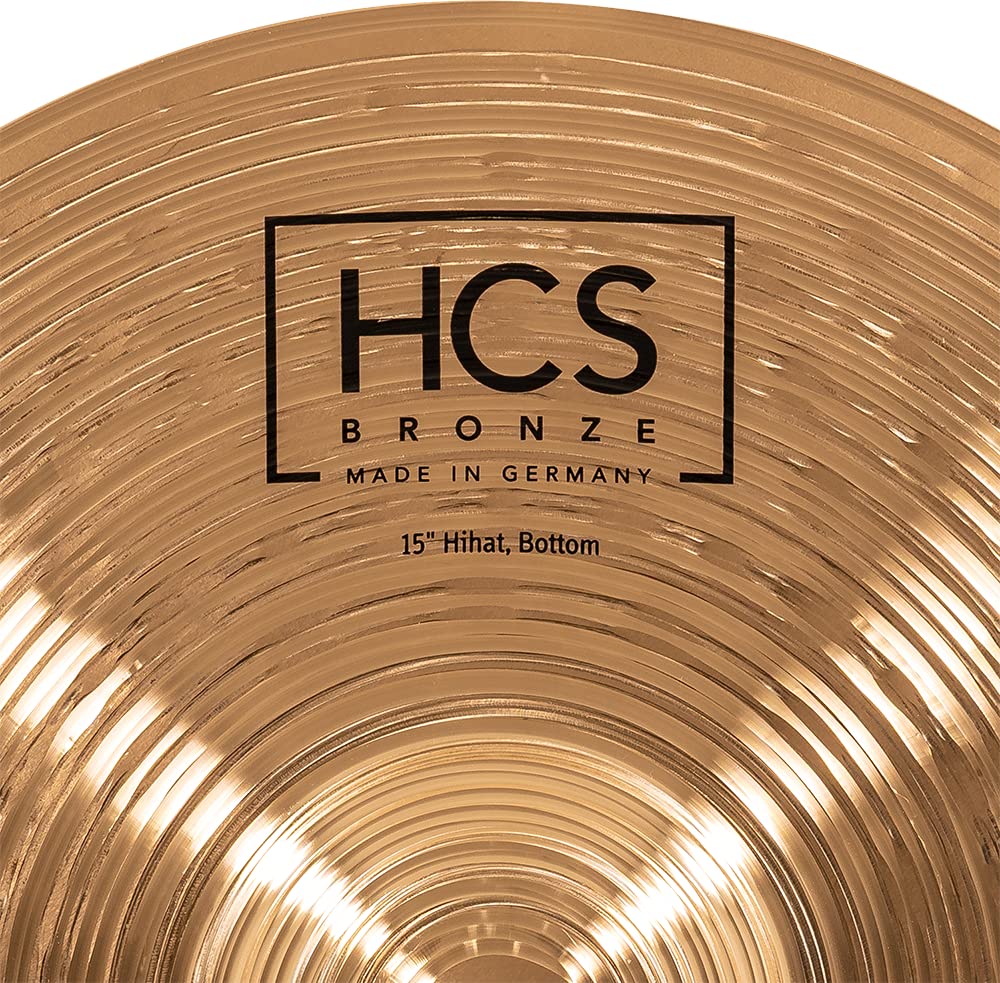 Meinl Cymbals HCS Bronze Piatto Hihat / Charleston 15 pollici (38,10cm) per Batteria – Coppia – Bronzo B8, Finitura Tradizionale, Prodotto in Germania (HCSB15H)