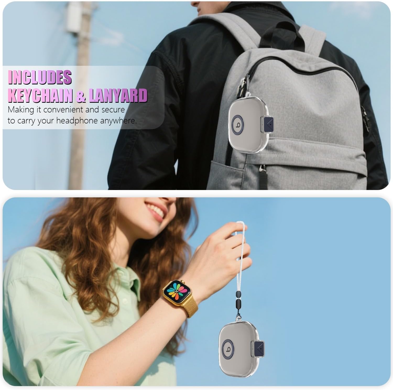 [Secure Lock] for Beats Powerbeats Pro 2 Case Cover (2025), LAKSDIURT Soft TPU Shockproof Protective Clear Case for Beats Powerbeats Pro 2 Accessories with Cleaner Kit/Keychain/Lanyard (Clear) - Image 5