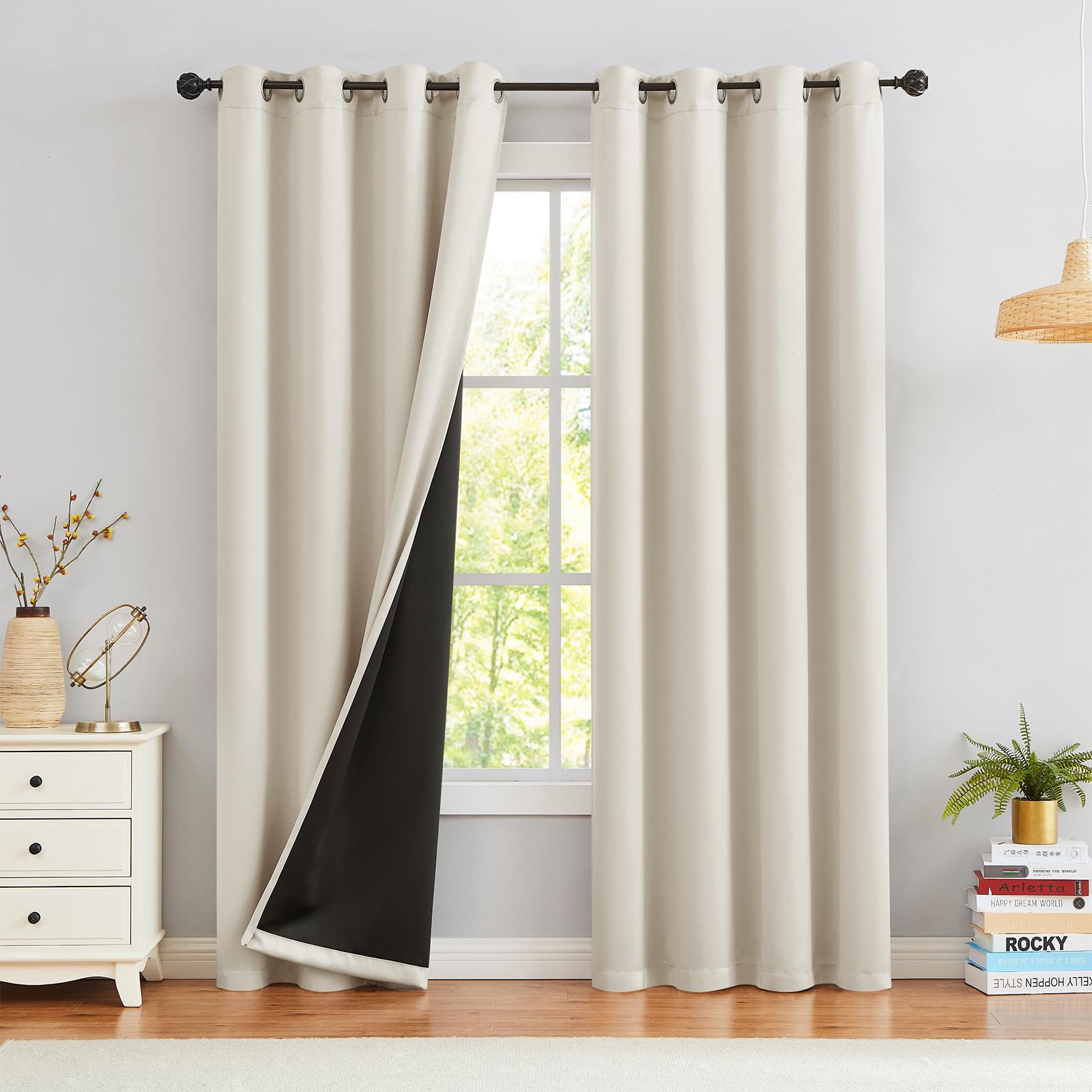 Blickdichte Vorhänge 2er Set – 245x140 Cm, 95% Verdunkelung, Schwarz, Mit Ösen Für Gardinenstangen