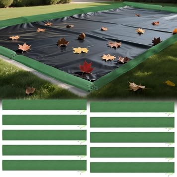10pcs Inground Pool Cover Weights Sand Bags - 5ft No-Leaking & Weather-Resistant Silicone-Coated Canvas Tubes for Swimming Pools Close