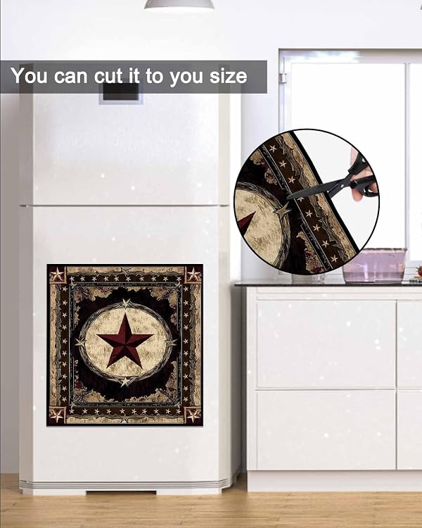 Dishwasher Magnet Cover, Western Stars Brown Dishwasher Lid Magnetic Kitchen Sticker, Farmhouse Country Vintage Wood Grain Refrigerator Magnet Covers Panel Decal Fridge Kitchen Appliance 23''x26'' by Hensabreni - Image 6