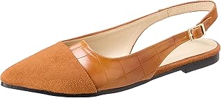 حذاء شمواه بمقدمة مدببة مسطحة وطبعة جلد التمساح مع مجموعتين من الخامات مقاس EU 37