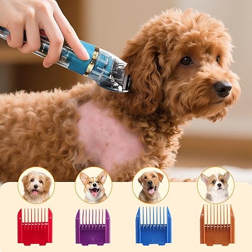 Miniatura 5 de Cortapelos para perros para el aseo de cabello grueso, cortadora profesional inalámbrica de bajo ruido para mascotas con cuchillas de titanio, IPX5