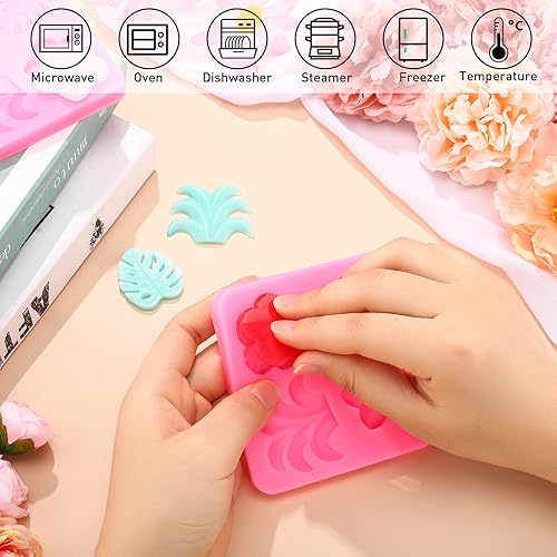 Miniatura 5 de Molde de hojas de flores tropicales de hibisco, flores de Monstera, hojas de silicona para fondant para bricolaje, chocolate, caramelo, pudín,