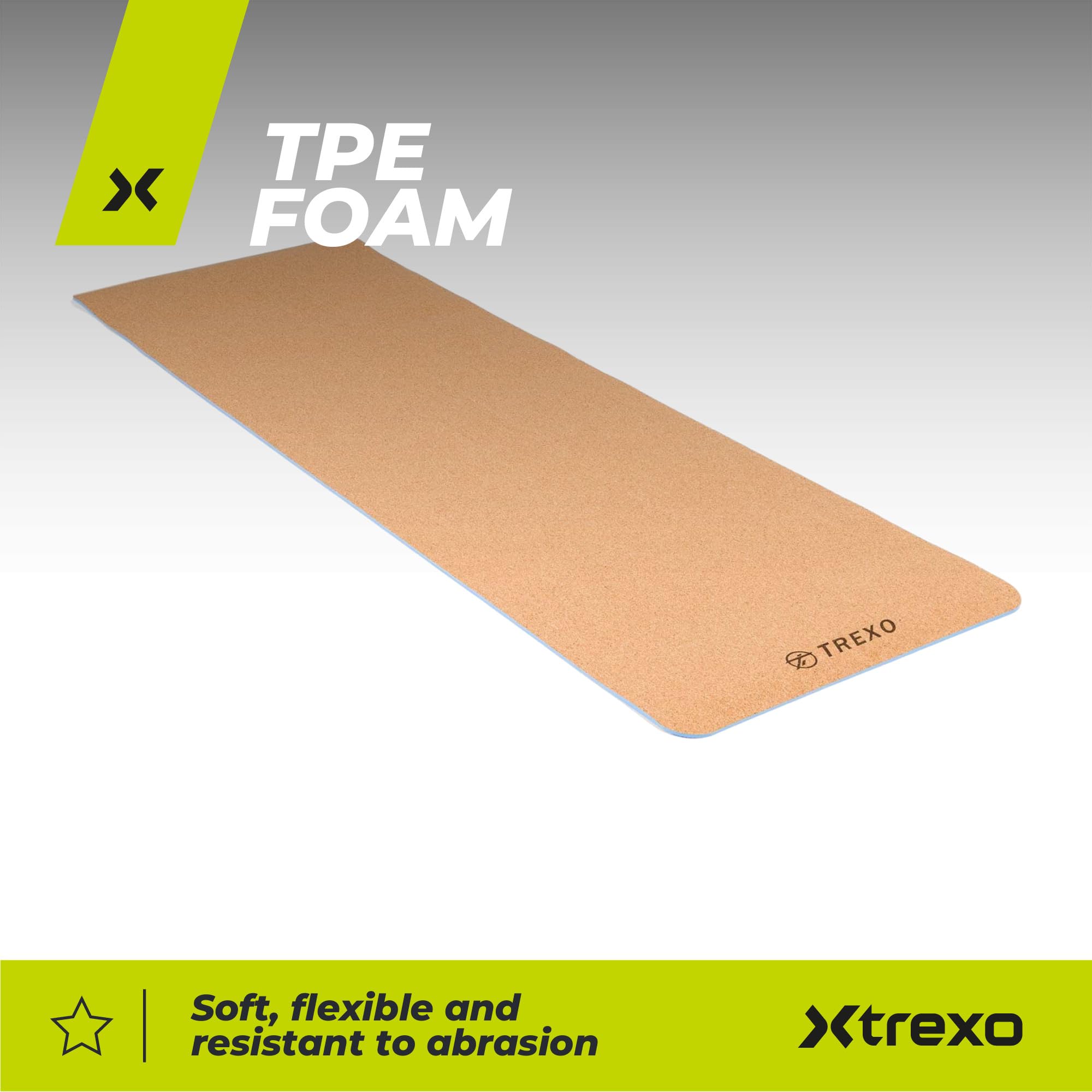 TREXO Esterilla Yoga TPE de Corcho y Caucho Naturales 61x183 cm Esterilla Fitness para Gimnasio en Casa o en Club Colchoneta plegable de Estiramiento de Gimnasia