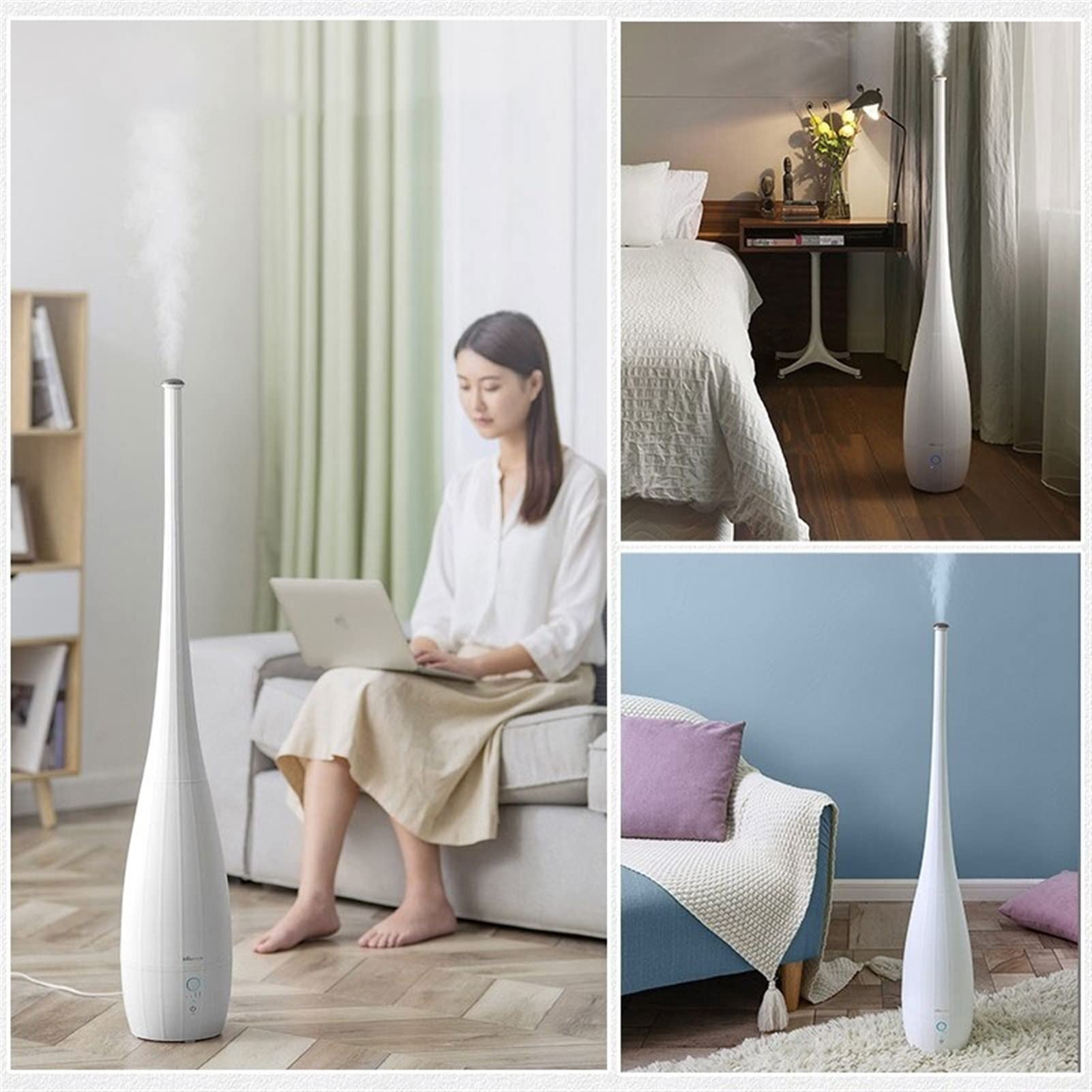 Umidificatore Umidificatore per Camera da Letto Domestico Umidificatore ad Alta capacità da 4 Litri Umidificatore da Pavimento Muto Diffusore di Olio, Spegnimento Automatico, Controllo tramite Manopol