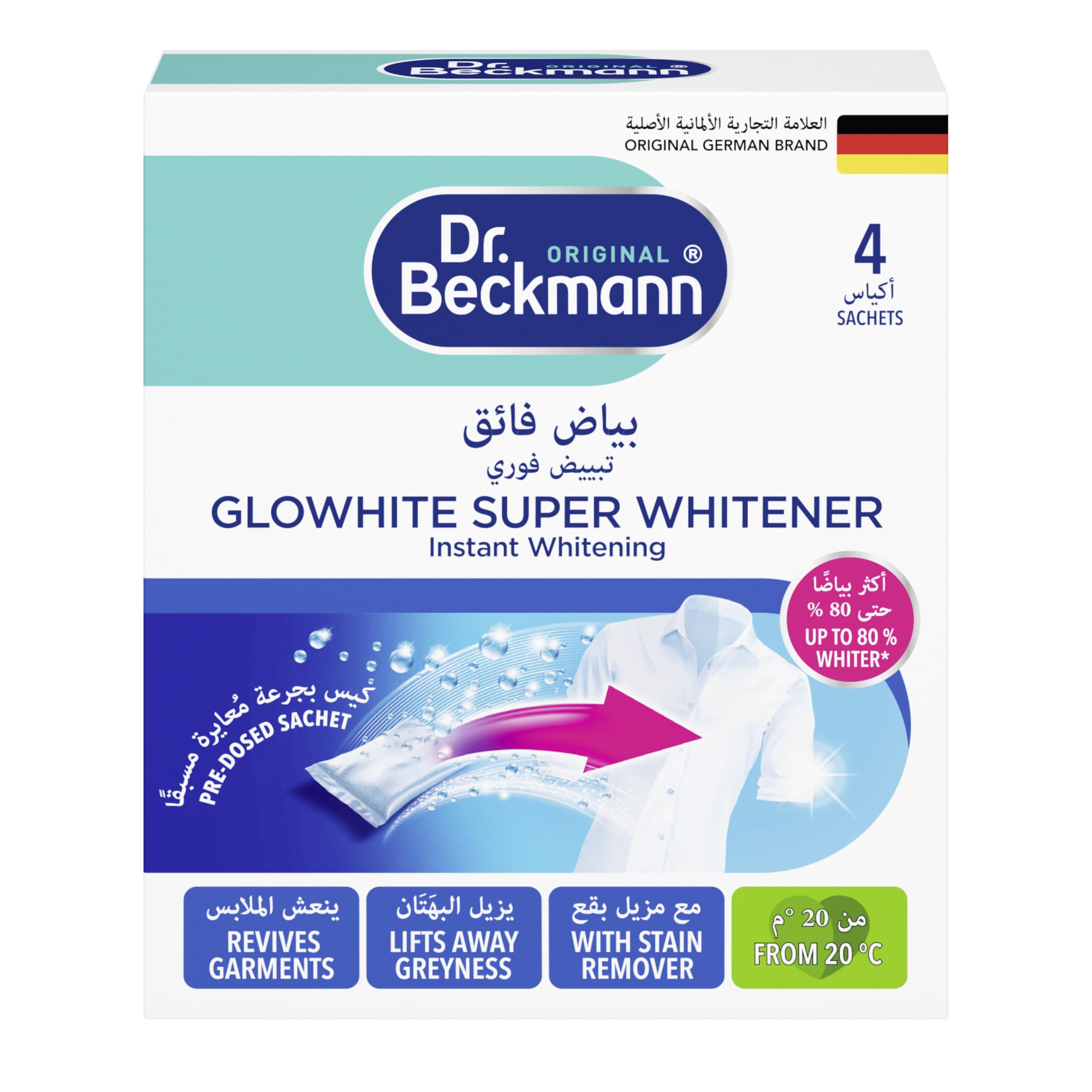 Dr. Beckmann Glowhite Super Whitener 4x40g Laundry Whitener