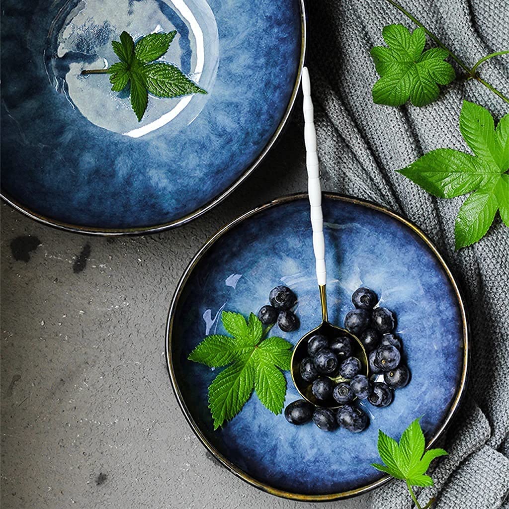 Miska Japońska Miska Ramen Domowa Duża Pojemność Projekt Kreatywny Ceramiczny Europejski Styl Miska Do Zupy Owoc Salaterka, Niebieski (Kolor: Niebieski, Rozmiar: L)