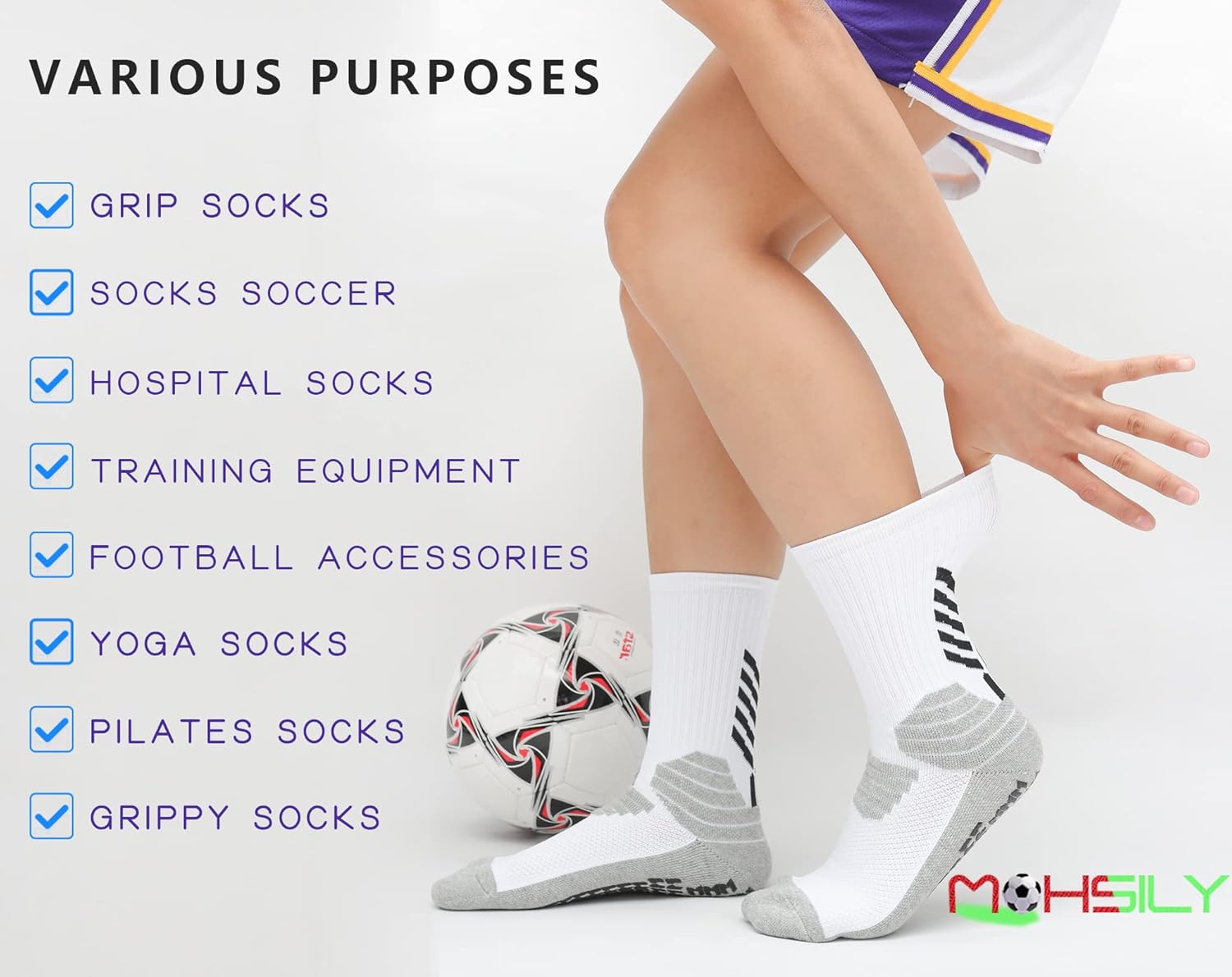 Mens Grip Socks Non Slip for Soccer,Hospital, Training,Anti Slip Grippers - Image 4