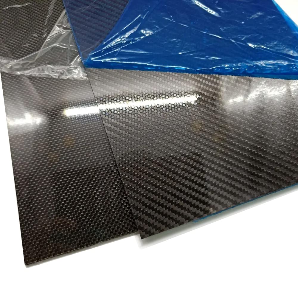 TEN-HIGH 3K Kohlefaser Platte 300×200×0.5 mm, Carbonfaserplatten 0.5 mm für Drohnenrahmen,1 Stück Twill Kohlefaserplatten Plattenmaterial mit Hoher Härte und Glänzender Oberfläche