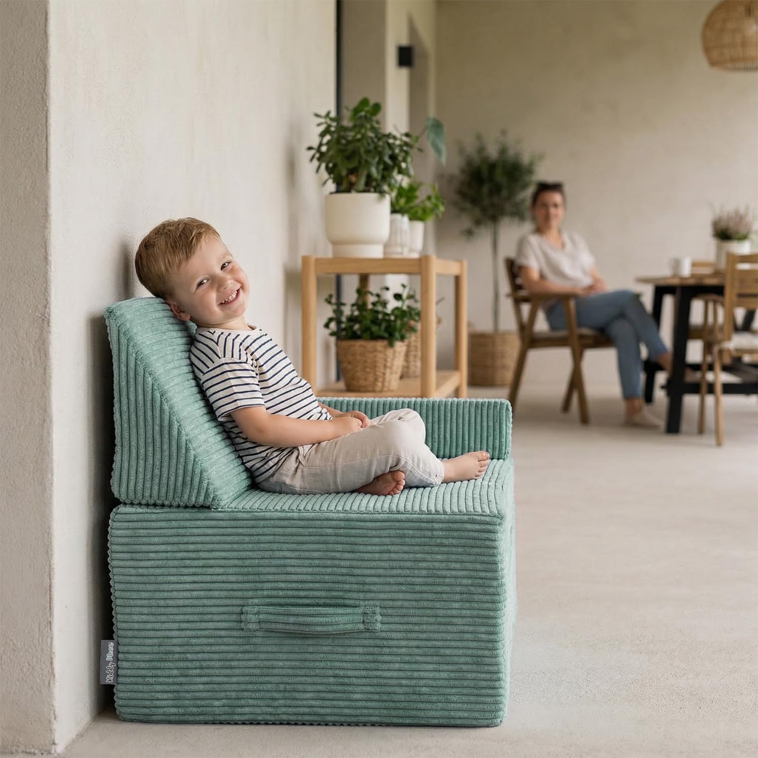 KiddyMoon Trampolino Bambini Da Interno 2 In 1, Fodera A Coste Con Zip Rimovibile, Mini Trampolino Per Casa