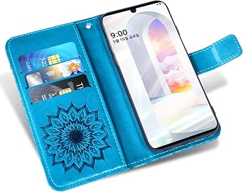 Phone Case for LG Velvet 5G/LGVelvet Verizon G5 UW T-Mobile 2020 Wallet Cases with Tempered Glass Screen Protector Leather Slim Flip Cover Card Holder Stand Cell LM G900UM 4G Tmobile Women Men Blue