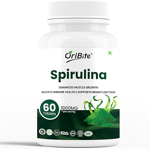 Cápsulas de espirulina Proteína vegetal concentrada de 1000 mg, 60 cápsulas Aumenta la inmunidad y apoya la función cardiovascular Alga