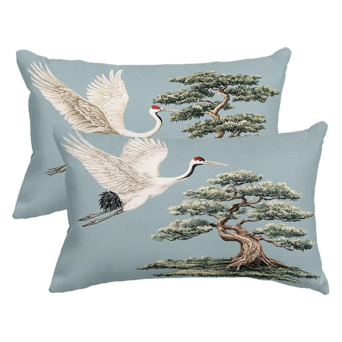 Housse coussin 50x80 extérieur impérisablé lin canapé oiseau