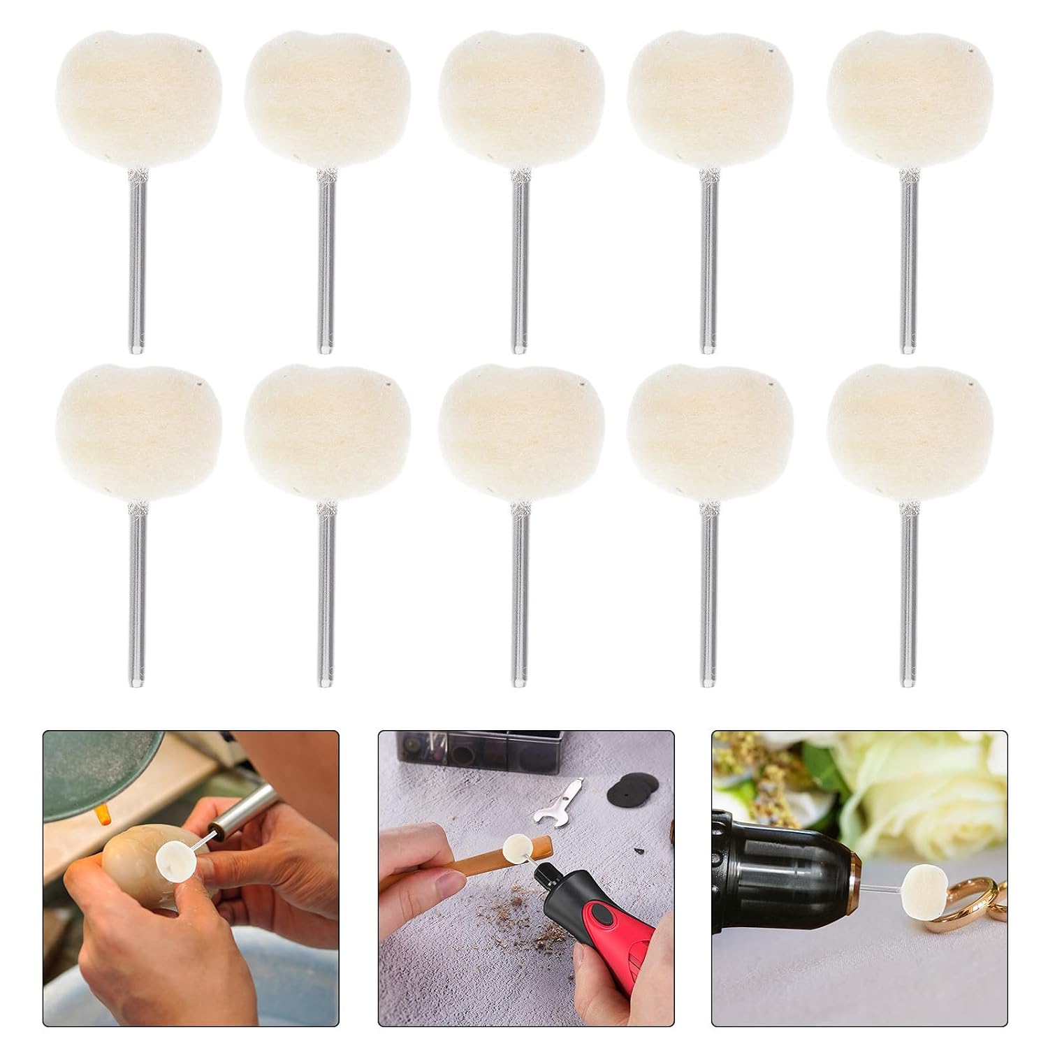 20 Pcs Wool Buffing Grinding Wheels Polishing Brush Set for Jewelry and Stone Polishing, Easy Operation with Alloy Material, for Craft Projects and Home Decor