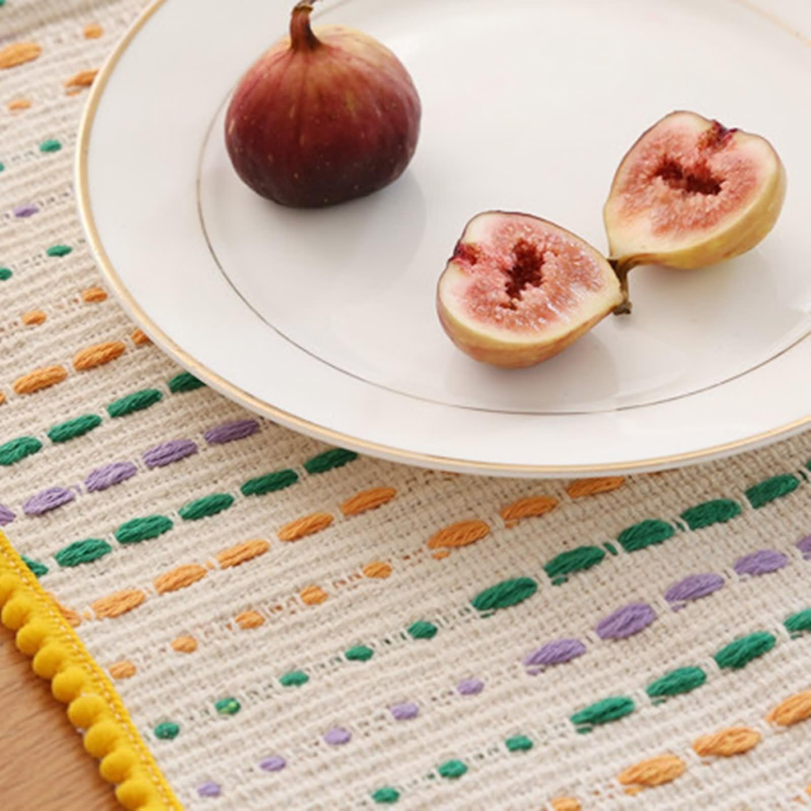 Set di 6 tovagliette all'americana, stile boho, 32 x 45 cm, motivo intrecciato, in poliestere e cotone, giallo e verde