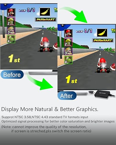 Miniatura 5 de Convertidor adaptador N64 a HDMI para consola de juegos retro N64SNESSFCNGC. Convierte señal Nintendo64GamecubeSNESSFC a todos los Smart TV HDMI.
